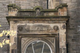 Detail of inscription on West elevation.