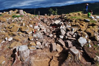 Trench 1, after primary clean-back, showing the rubble-filled entrance passage, Comar Wood Dun, Cannich, Strathglass
