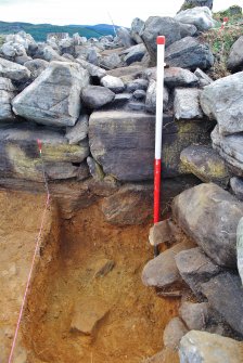 North facing section of outer wall in Trench 2, Comar Wood Dun, Cannich, Strathglass