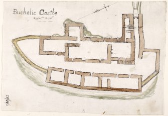 Drawing of plan of Bucholly Castle at ground level