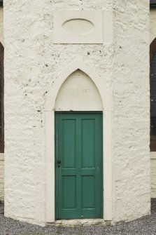Detail of doorway, inscription and datestone.
