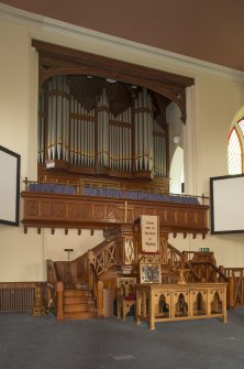 View of pulpit and organ loft.