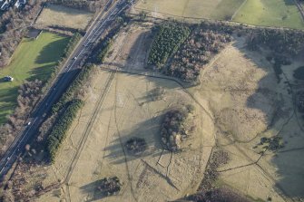 Oblique aerial view of the trench system at Dreghorn firing range, Edinburgh, looking ENE.
