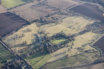 Oblique aerial view of Roseberry House and the site of Clerkington Church, looking ENE.