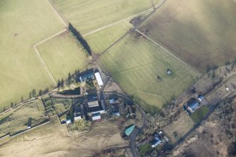 Oblique aerial view of the location of Stobs Camp railway siding, looking NNW.