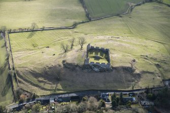 Oblique aerial view of Hume Castle, looking SE.