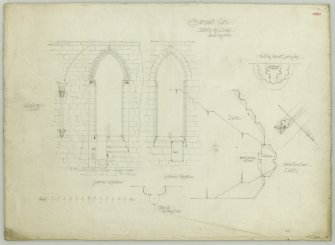 Drawing of elevations and details of chapel windows, Bothwell Castle