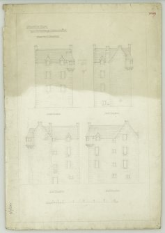 Drawing of south, north, east and west elevations, Gilbertfield Castle