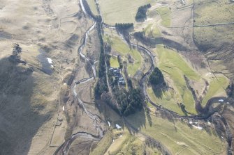 Oblique aerial view of Dalmunzie Hotel in Glen Shee, looking SE.