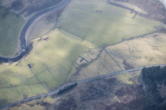 Oblique aerial view of Easter Lair township in Glen Shee, looking E.