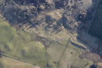 Oblique aerial view of Easter Bleaton township in Glen Shee, looking E.