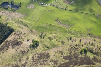 Oblique aerial view of the depopulated township at Easter Bleaton in Glen Shee, looking W.