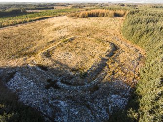 Oblique aerial view of Castle Greg Roman Fortlet.