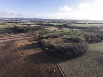 Oblique aerial view of Long Faugh fort looking SE.