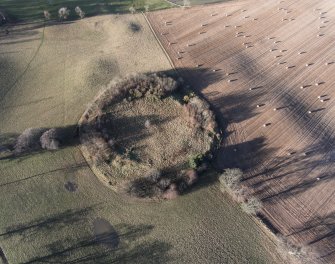 Oblique aerial view of Long Faugh fort looking W.