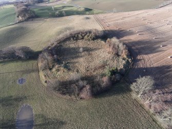 Oblique aerial view of Long Faugh fort looking W.