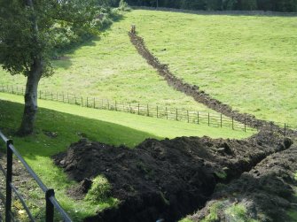 General view of the trench from the castle, photograph from an archaeological watching brief at Dundas Castle, South Queensferry