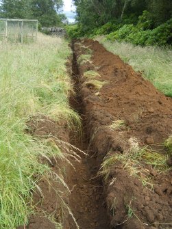 Final 25 m of trench at the south end, photograph from an archaeological watching brief at Dundas Castle, South Queensferry