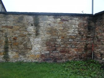 Area A boundary wall, internal, east to west, photograph from desk-based assessment and historic building survey of Fort House, Leith, Edinburgh