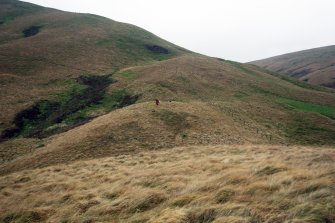 The earthwork remains of the Roman watch tower at Ewes Doors, taken from the N.