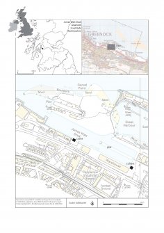 Site location plan, illustration one accompanying report from watching brief at James Watt Dock, Glasgow