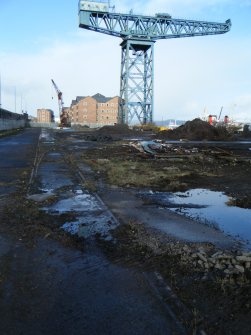 General view of the crane, photograph from watching brief at James Watt Dock, Glasgow