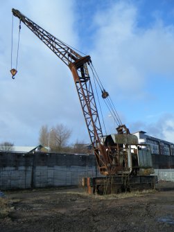 View of small crane, photograph from watching brief at James Watt Dock, Glasgow