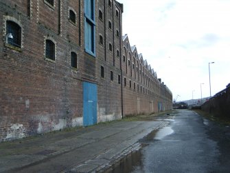 South elevation of the warehouse, photograph from watching brief at James Watt Dock, Glasgow