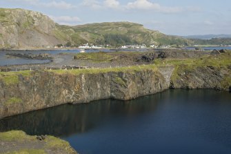 Causeway and  Creag Nam Duin quarry (NM71NW 115), view from west