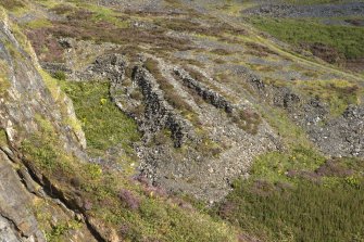 Possible sidings or slate waste tipping platforms south east quarry Creag Nam Duin Quarry (NM71NW 115), view from hill to south west