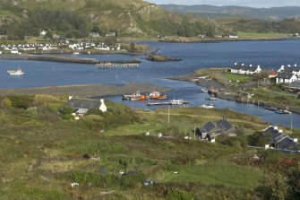 Harbour and disused pier, view from high ground to west