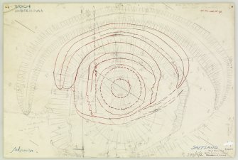 Plane-table survey; Underhoull broch, plan of broch and outer defences, with reduced version (in red at 1":16')