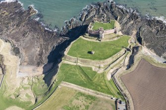Oblique aerial view of Tantallon Castle, looking ENE.