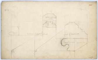Drawing of details of windows and archs in Beauly Priory.