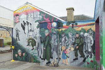 Entrance, mural on east wall, view from south west