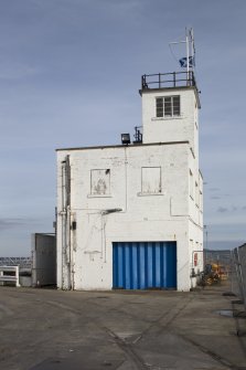 Control tower at end of pier, view from west