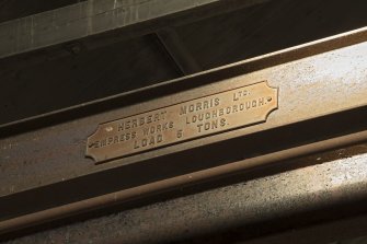 Detail of manufacturer's name plate on gantry crane