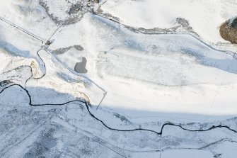 Oblique aerial view of the Roman fort at Fendoch, looking NW.