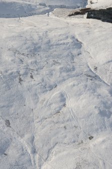 Oblique aerial view of the tracks at Scores Burn, looking SW.