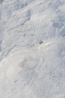 Oblique aerial view of the tracks at Scores Burn, looking SSW.