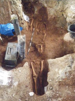 Skeletons 11, 12 and 13, trench 3, photograph from trial trenching at Barony Centre, West Kilbride