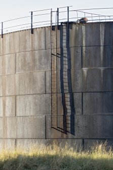 View of access ladder on side of fuel tank