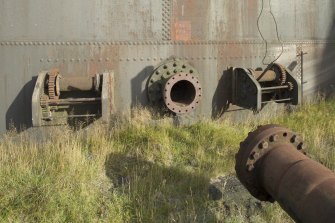 Detail of winches and fuel pipe