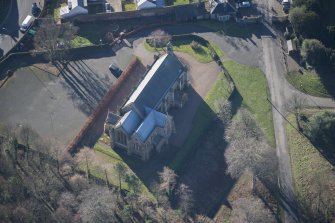 Oblique aerial view of St Mary's Episcopal Church, looking S.
