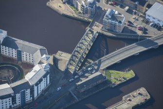 Oblique aerial view of Victoria Swing Bridge, looking SW.