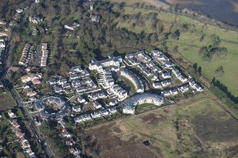 Oblique aerial view of Dunfermline College of Physical Education, looking NW.