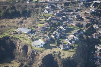 Oblique aerial view of Carlingnose Point gun emplacement and battery, looking W.