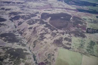 Oblique aerial view of the enclosures and tracks on Casken Hill and Eldritch Hill, looking W.