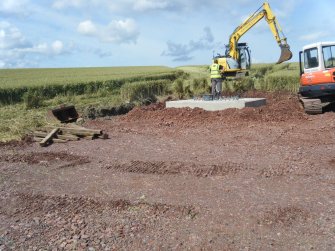 View of finished turbine base, photograph from archaeological watching brief at Southfield Farm, Dalkeith