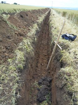 Final 100m of the cable trench facing east, photograph from archaeological watching brief at Southfield Farm, Dalkeith